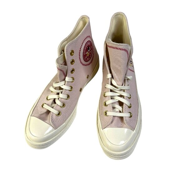 Converse Size 9 Chuck 70 High Embroidered Florals Blush Hush Pink Womens 9 NWOB - Picture 4 of 7